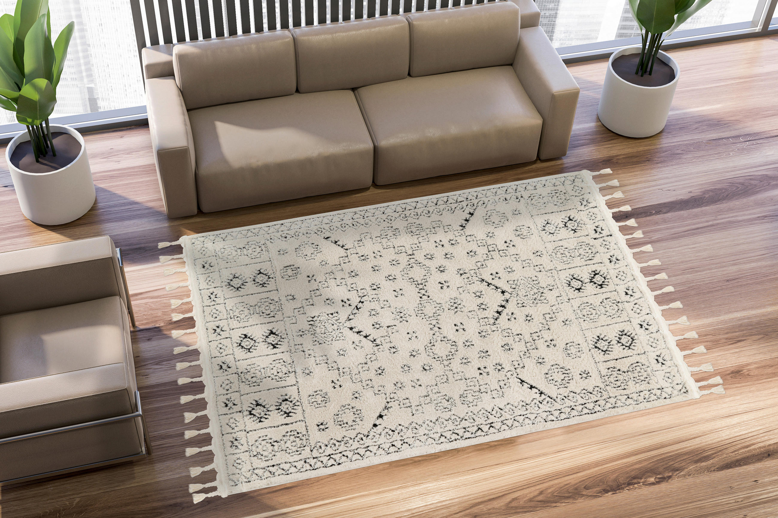 KOBEREC S VYSOKÝM VLASEM, 160/230 cm, bílá - bílá, Konvenční, textil (160/230cm)