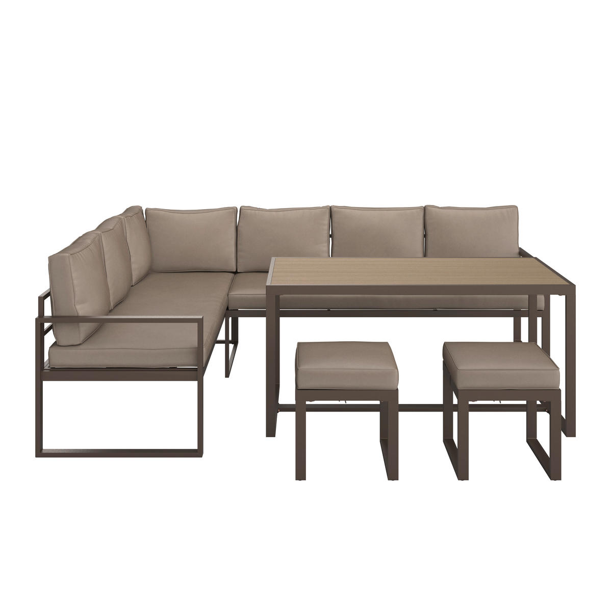 LOUNGE ÉTKEZŐGARNITÚRA  176/240,5 cm   - barna, Modern, műanyag/fém (176/240,5cm) - Ambia Garden