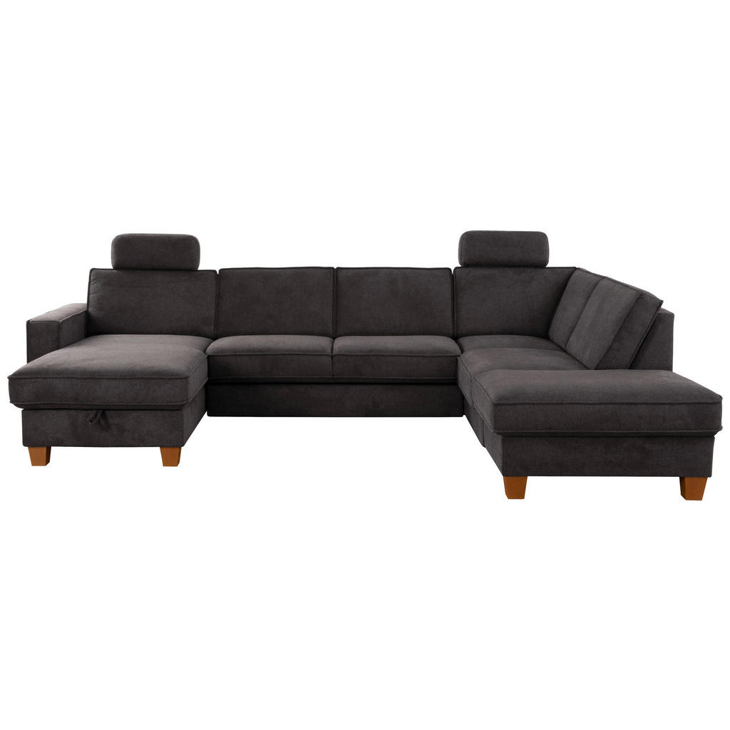 Thumbnail - Sit & More Wohnlandschaft, Dunkelgrau, Textil, Buche, massiv, 7-Sitzer, Ottomane rechts, U-Form, 309x213 cm, DGM-Klimapa...