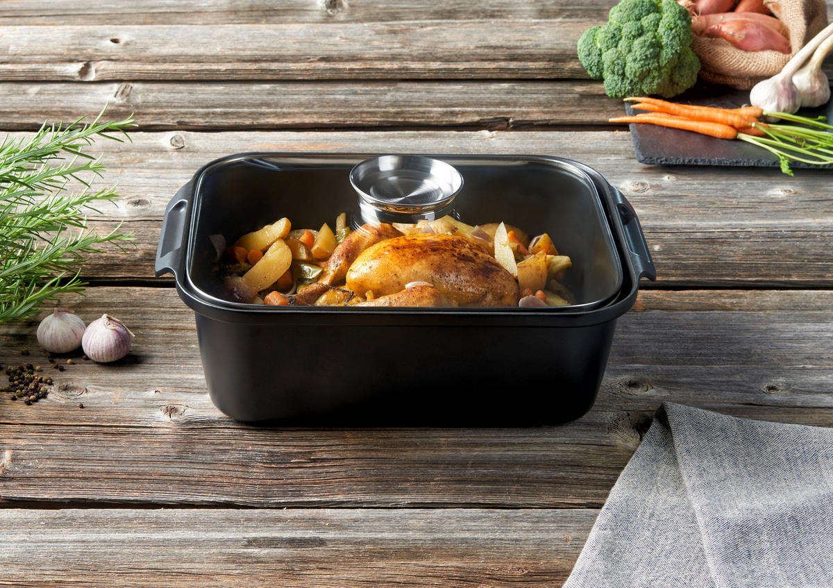 BRÄTER Perfect Cooking 40/26/12,2 cm - Klar/Edelstahlfarben, Basics, Glas/Metall (40/26/12,2cm) - Homeware Profession.