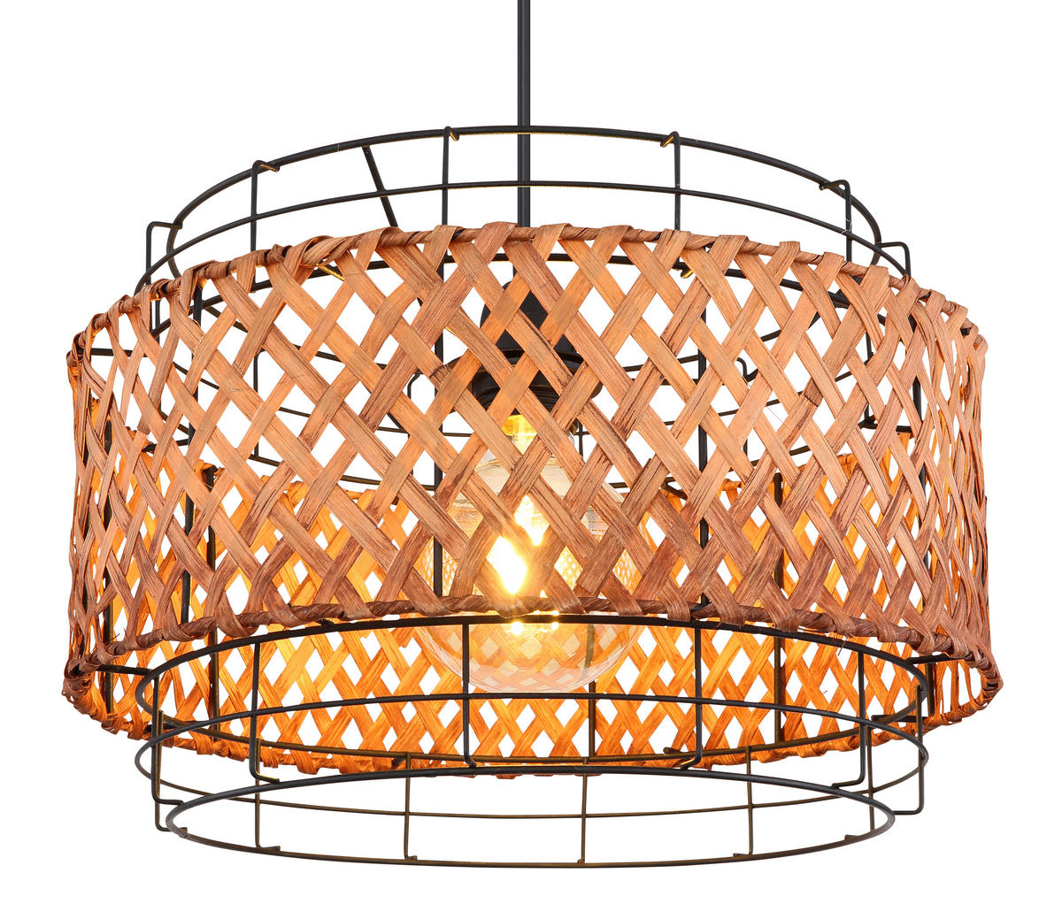 HÄNGELEUCHTE 35/120 cm    - Dunkelbraun/Schwarz, Basics, Naturmaterialien/Metall (35/120cm) - Globo