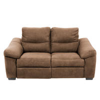 2-SITZER-SOFA Flachgewebe Braun  - Schwarz/Braun, Design, Holz/Textil (174/97/97cm) - Livetastic