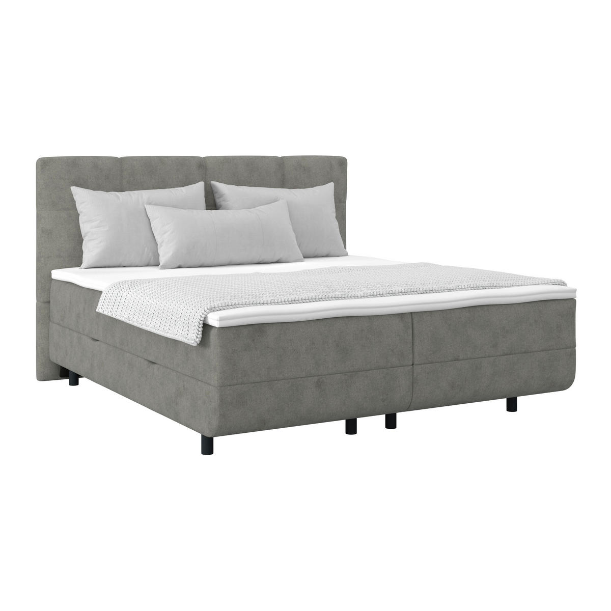 POLSTERBETT Bettkasten, Topper 180/200 cm  in Grau  - Schwarz/Grau, MODERN, Kunststoff/Textil (180/200cm) - MID.YOU