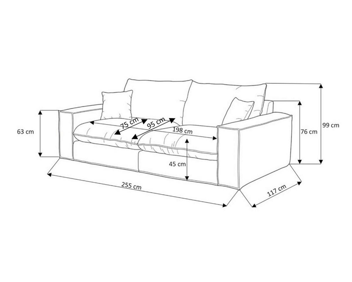 BIGSOFA Chenille Senfgelb  - Senfgelb/Schwarz, MODERN, Kunststoff/Textil (255/76/117cm) - Milino
