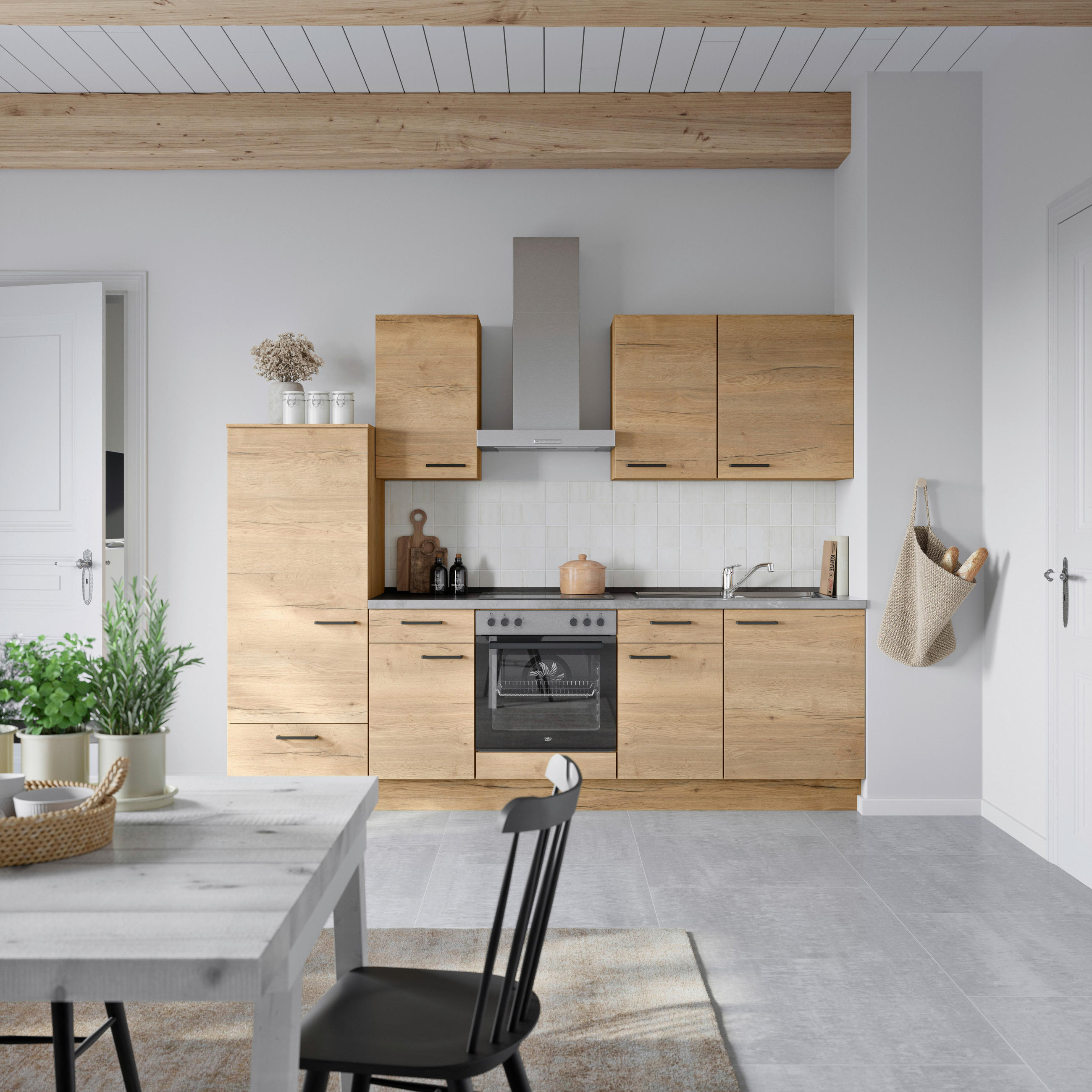 KÜCHENBLOCK 270 cm   in Eichefarben, Schieferfarben  - Schieferfarben/Eichefarben, MODERN, Holzwerkstoff/Metall (270cm) - Nobilia