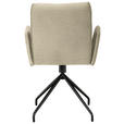 ARMLEHNSTUHL  , Stoffauswahl, Typenauswahl, Sitzfläche 360° drehbar  , Mikrofaser  ,  - Creme/Schwarz, Design, Textil/Metall (60/91/60cm) - Moderano