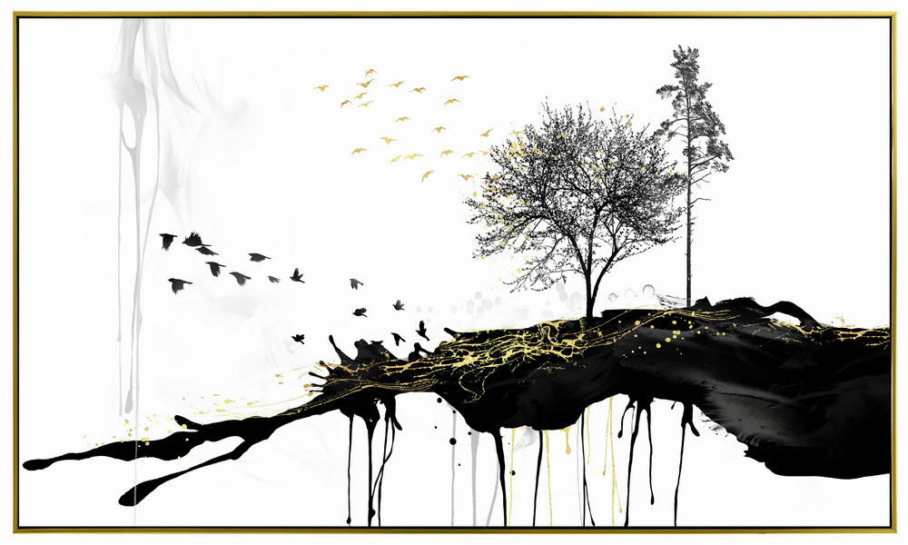 KUNSTDRUCK 120/70 cm  - Goldfarben/Schwarz, Design, Holz/Kunststoff (120/70cm) - Monee