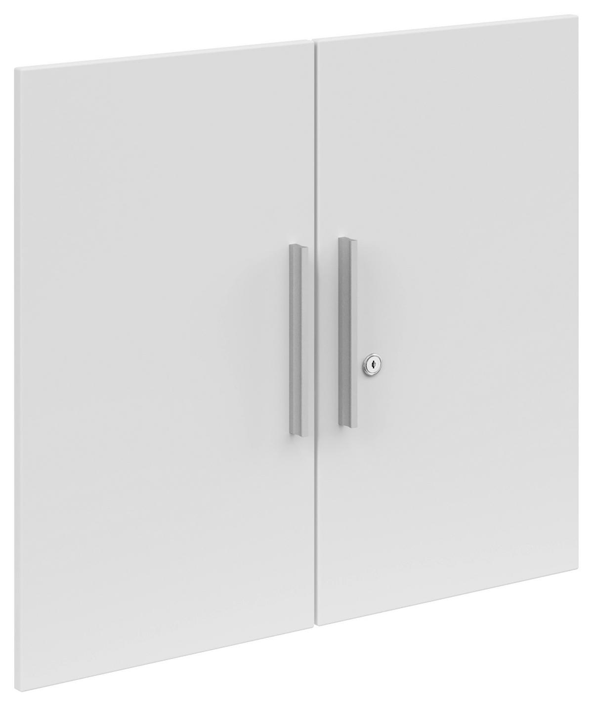 TÜRENSET - Weiß Hochglanz/Silberfarben, KONVENTIONELL, Holzwerkstoff/Metall (75,5/67,4/1,6cm) - Voleo