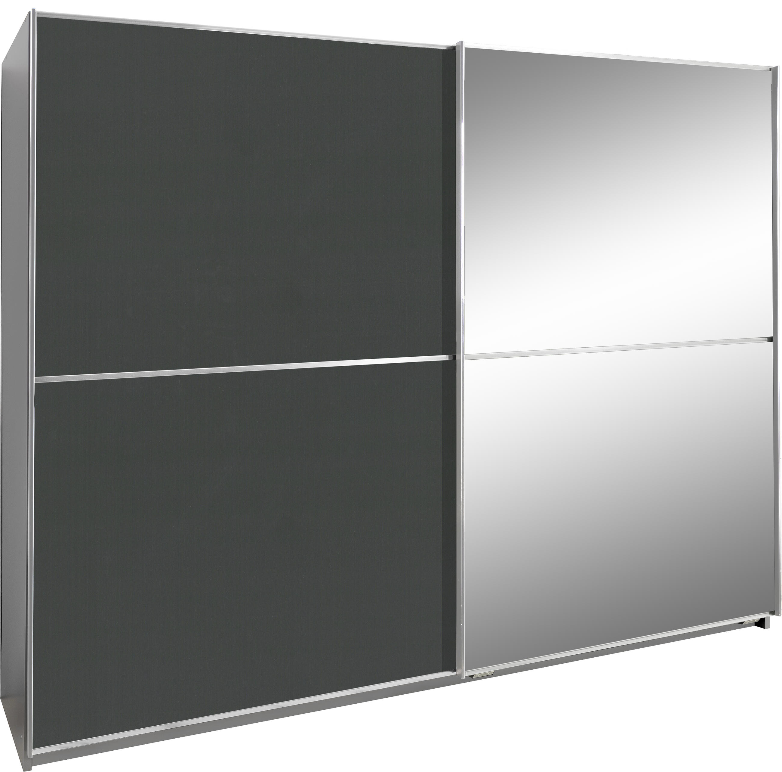 Schwebetürenschrank in Graphitfarben, Alufarben