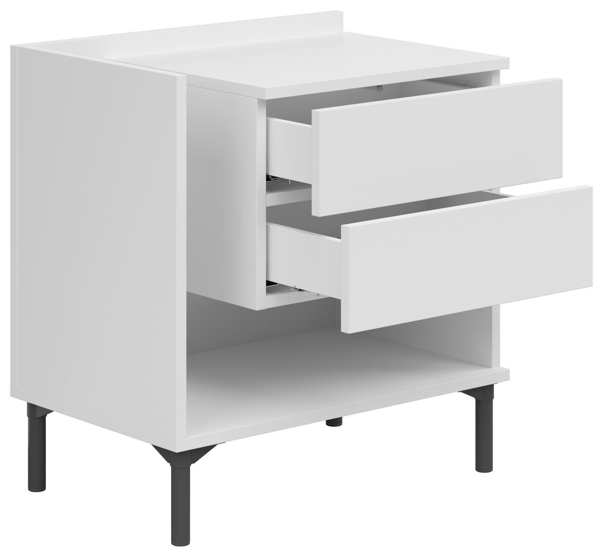 NACHTKÄSTCHEN 60/62/38 cm  in Weiß  - Graphitfarben/Weiß, Design, Holzwerkstoff/Kunststoff (60/62/38cm) - Lomoco