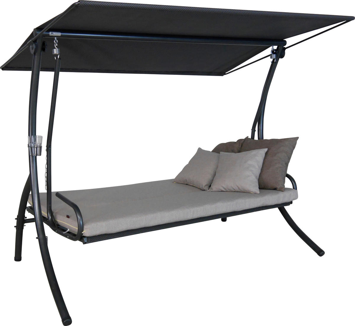 HOLLYWOODSCHAUKEL 210/160/145 cm Grau, Sandfarben  - Sandfarben/Dunkelgrau, Basics, Textil/Metall (210/160/145cm) - Boxxx