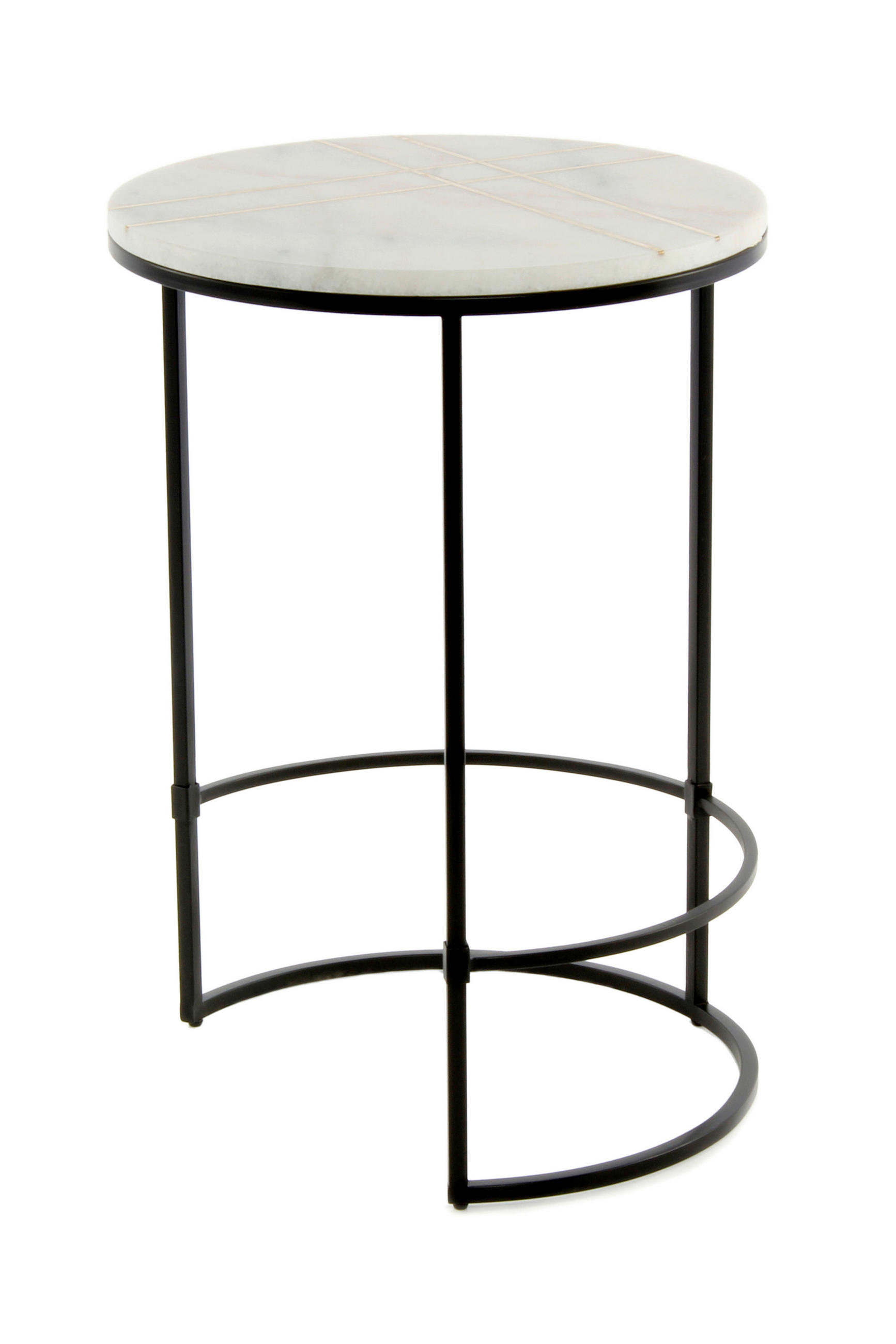BEISTELLTISCH in Metall, Stein 44,5/44,5/64 cm  - Weiss/Schwarz, Modern, Stein/Metall (44,5/44,5/64cm) - Kayoom