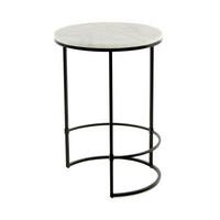 BEISTELLTISCH in Metall, Stein 44,5/44,5/64 cm  - Schwarz/Weiß, MODERN, Stein/Metall (44,5/44,5/64cm) - Kayoom