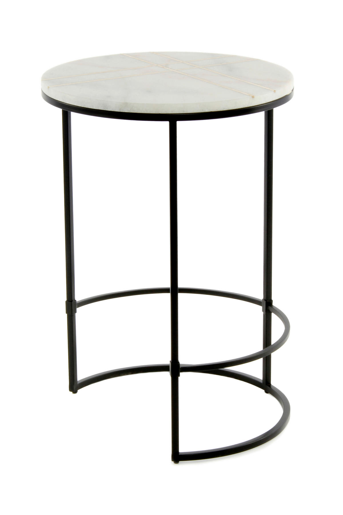 BEISTELLTISCH in Metall, Stein 44,5/44,5/64 cm  - Schwarz/Weiß, MODERN, Stein/Metall (44,5/44,5/64cm) - Kayoom