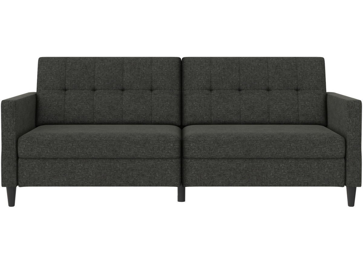 SCHLAFSOFA HANNOVER in Webstoff, Leinenoptik Anthrazit Vintage, Skandinavisch, Modern  - Anthrazit/Schwarz, Basics, Kunststoff/Textil (203/82/83cm) - Livetastic
