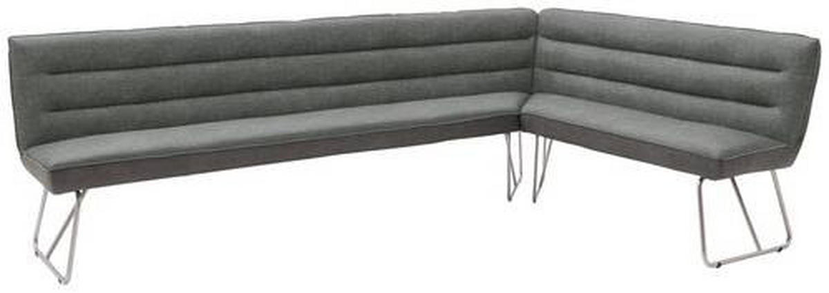 ECKBANK 284/184 cm Flachgewebe Grau, Edelstahlfarben   - Edelstahlfarben/Grau, Design, Textil/Metall (284/184cm) - Dieter Knoll