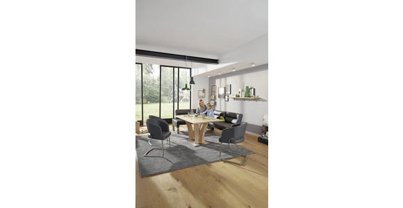 ECKBANK 171/236 cm in Graphitfarben, Edelstahlfarben - Edelstahlfarben/Dunkelgrau, Design, Leder/Metall (171/236cm) - Dieter Knoll