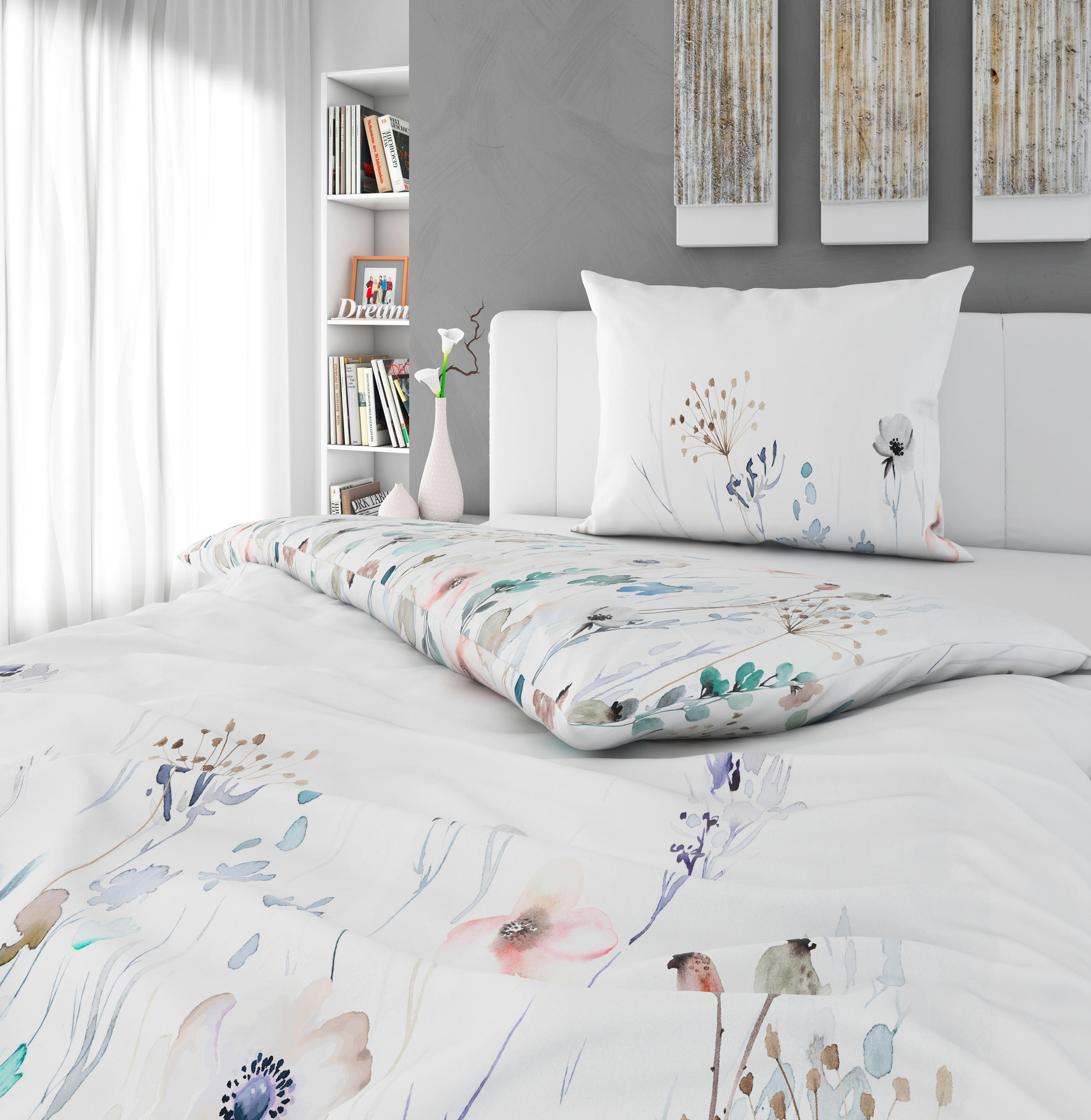 POSTELJINA FLOWERY 140/200 cm saten višebojna  - višebojna, Konvencionalno, tekstil (140/200cm) - Esposa