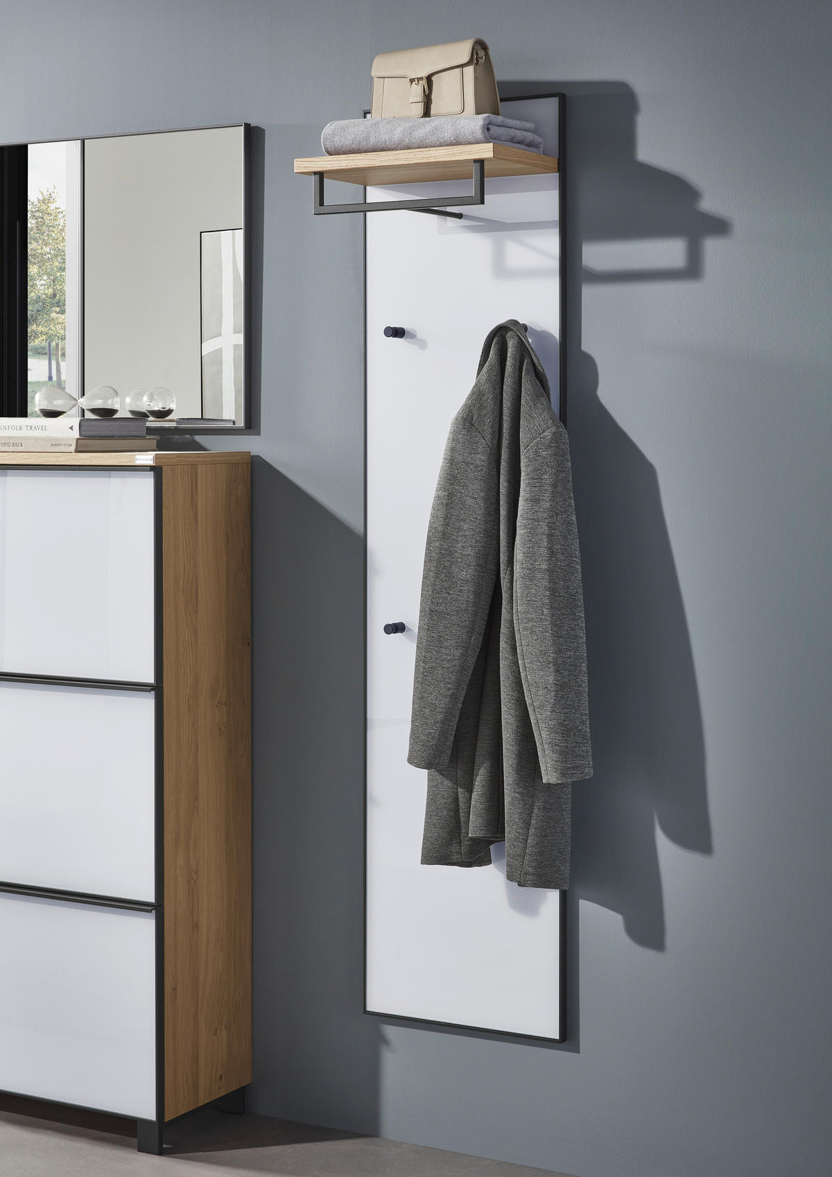 GARDEROBENPANEEL  in 42/170/27 cm  - Eichefarben/Weiß, Design, Glas/Holz (42/170/27cm) - Dieter Knoll