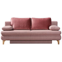 SCHLAFSOFA Rob  mit Schlafen auf Sitzhöhe, Rücken echt Flachgewebe Rosa  - Eichefarben/Dunkelrosa, Design, Holz/Textil (200/91/92cm) - Novel