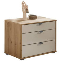 NACHTTISCH 60/48/43 cm  in Champagner, Eiche Bianco  - Schieferfarben/Eiche Bianco, Konventionell, Glas/Holzwerkstoff (60/48/43cm) - Dieter Knoll