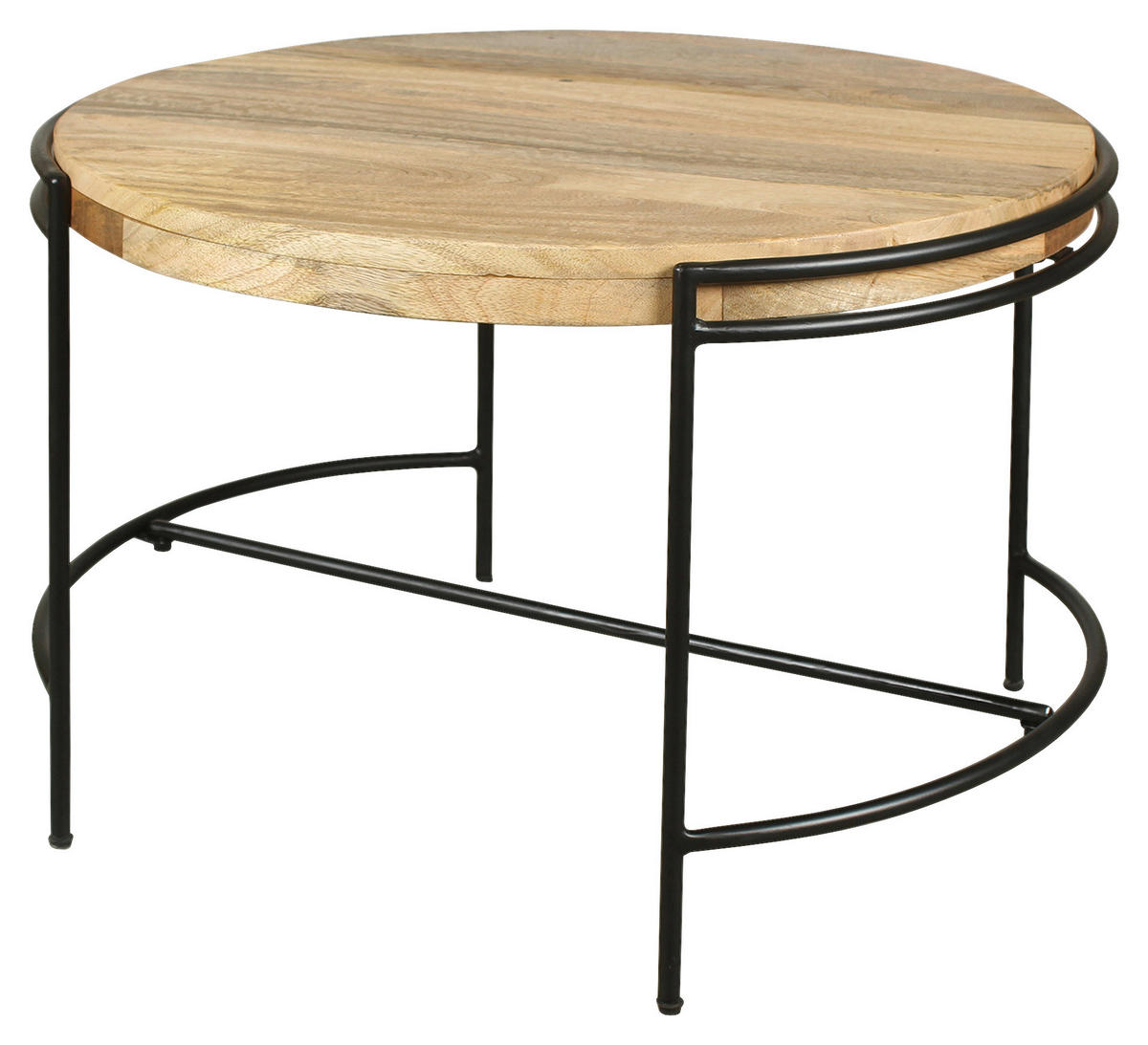 COUCHTISCH Mangoholz vollmassiv rund Hellbraun, Schwarz  - Hellbraun/Schwarz, Design, Holz/Metall (60/40cm) - Livetastic
