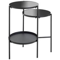 BEISTELLTISCH in Metall, Glas 56/39/71 cm  - Schwarz, Design, Glas/Metall (56/39/71cm)