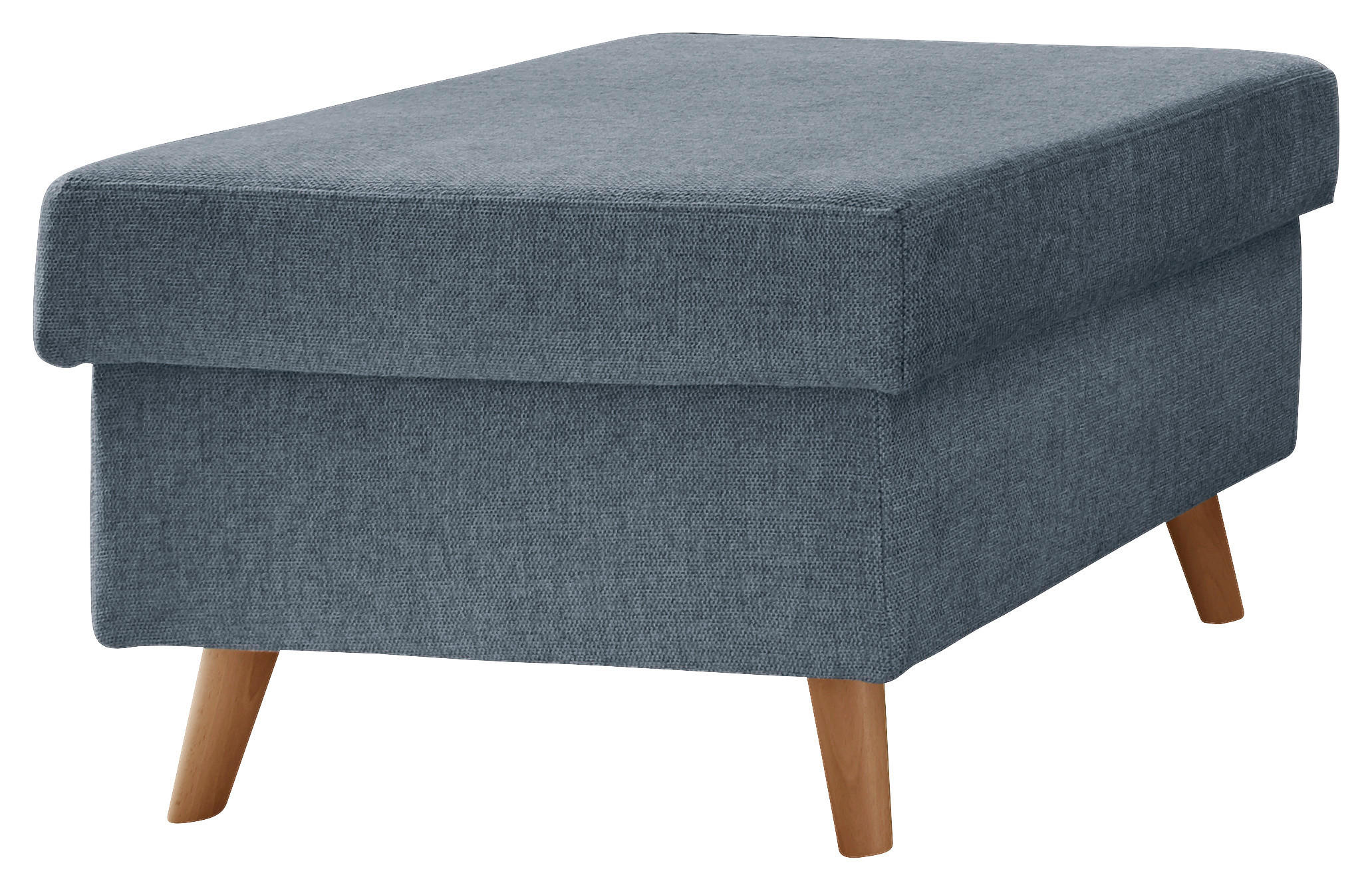 HOCKER Struktur Blau - Blau/Naturfarben, KONVENTIONELL, Holz/Textil (61/43/61cm) - P & B