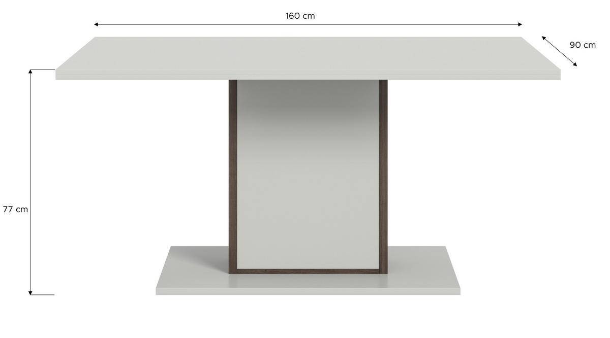 ESSTISCH rechteckig Weiß, Dunkelbraun  - Dunkelbraun/Weiß, Design, Holzwerkstoff (160/90/77cm) - MID.YOU