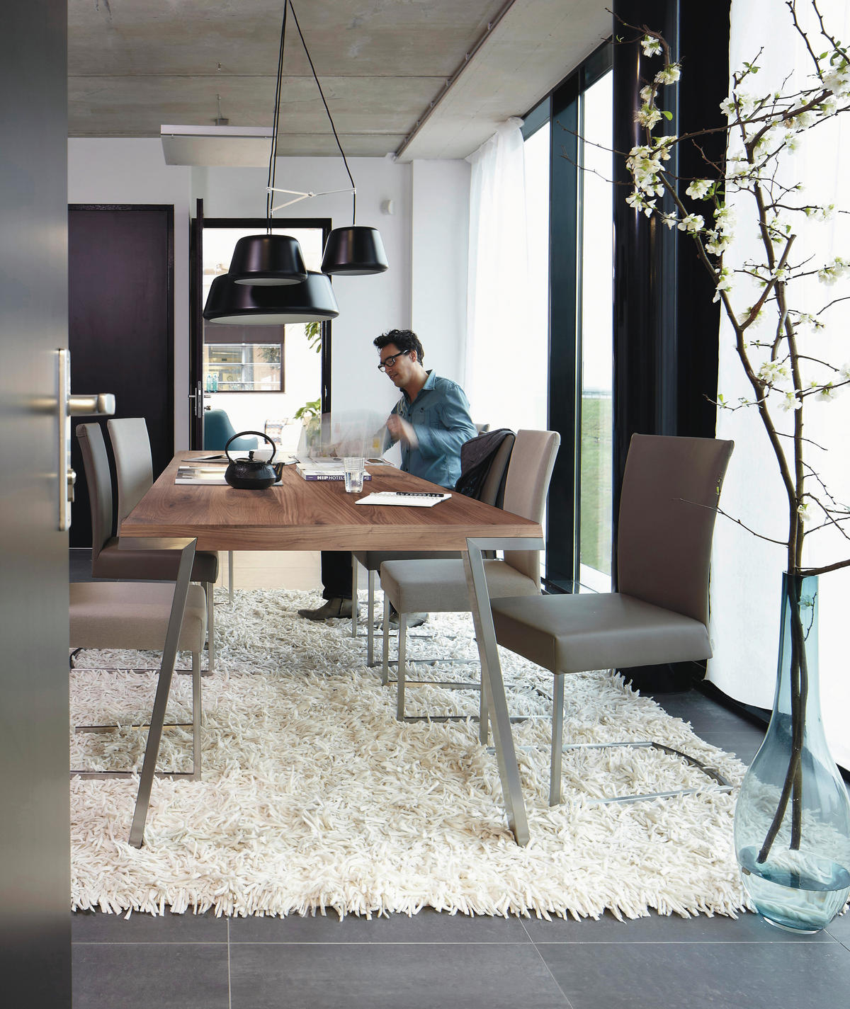 ESSTISCH in Holz, Metall 180/100/77 cm  - Edelstahlfarben/Nussbaumfarben, Design, Holz/Metall (180/100/77cm) - Bert Plantagie