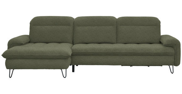 ECKSOFA in Flachgewebe Grün  - Schwarz/Grün, LIFESTYLE, Textil/Metall (180/310cm) - Valnatura