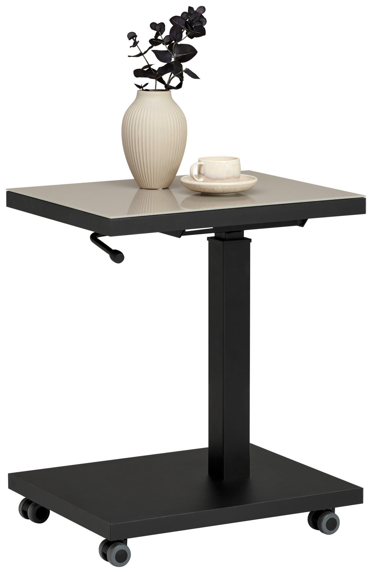 BEISTELLTISCH in Glas, Holzwerkstoff 45/35/49-67 cm  - Taupe/Schwarz, Design, Glas/Holzwerkstoff (45/35/49-67cm) - Novel