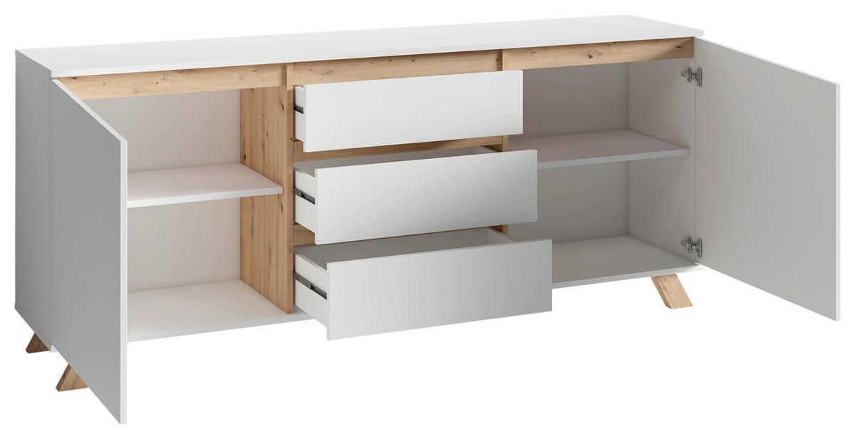 SIDEBOARD Valentin  in 180/76/38 cm  - Weiß/Eiche Artisan, MODERN, Holzwerkstoff (180/76/38cm) - MID.YOU