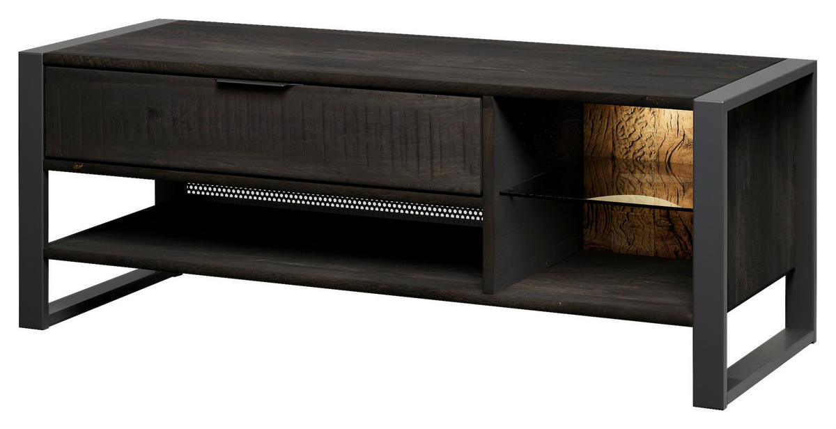 COMODĂ JOASĂ 129/49/40 cm  - antracit/negru, Basics, lemn/metal (129/49/40cm) - Livetastic
