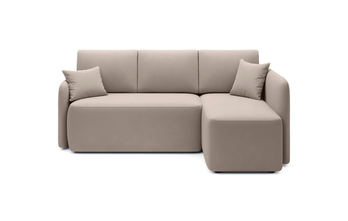 ECKSOFA Beige Plüsch  - Beige/Schwarz, Design, Kunststoff/Textil (206/150cm) - MID.YOU