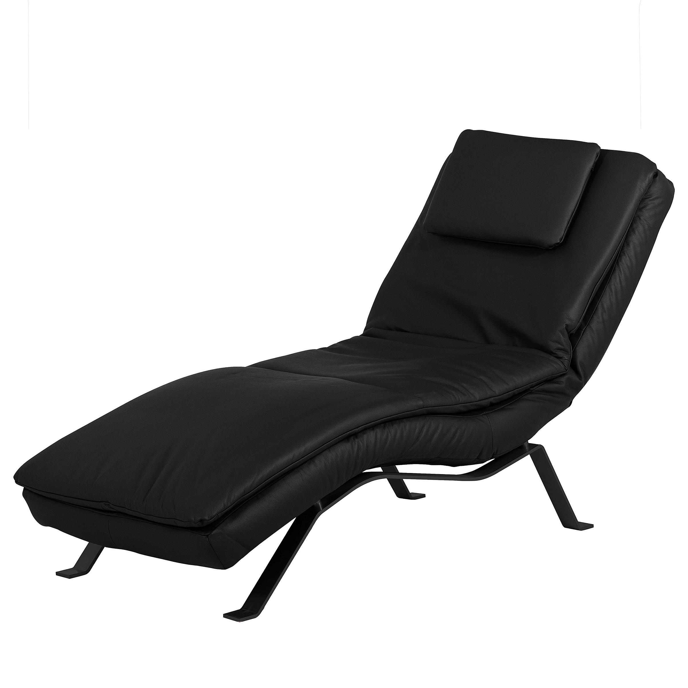 RELAXLIEGE Echtleder Schwarz  - Schwarz, Design, Leder/Metall (65/95/171cm) - Celina Home