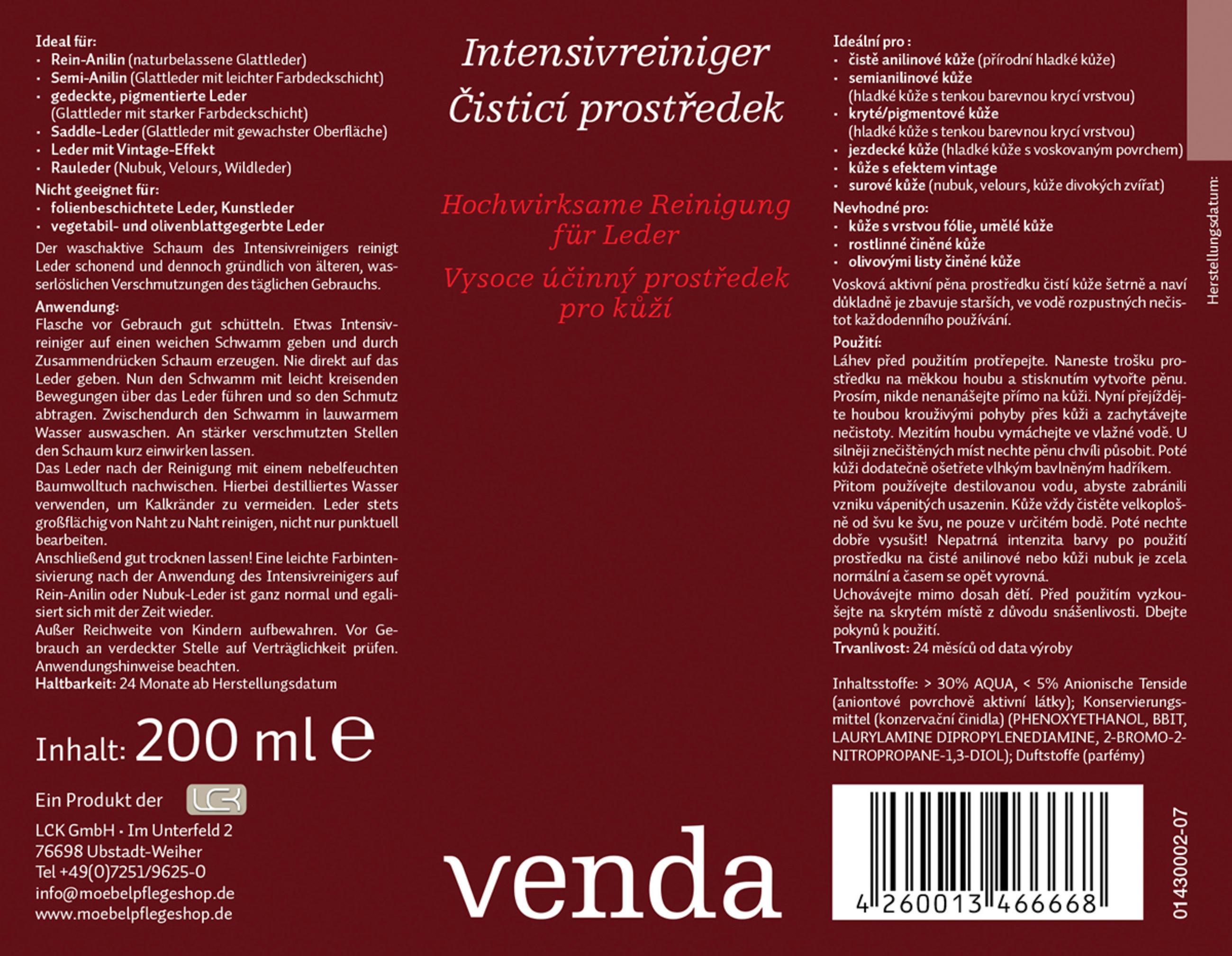 LEDERPFLEGE - Basics (0,200l) - Venda