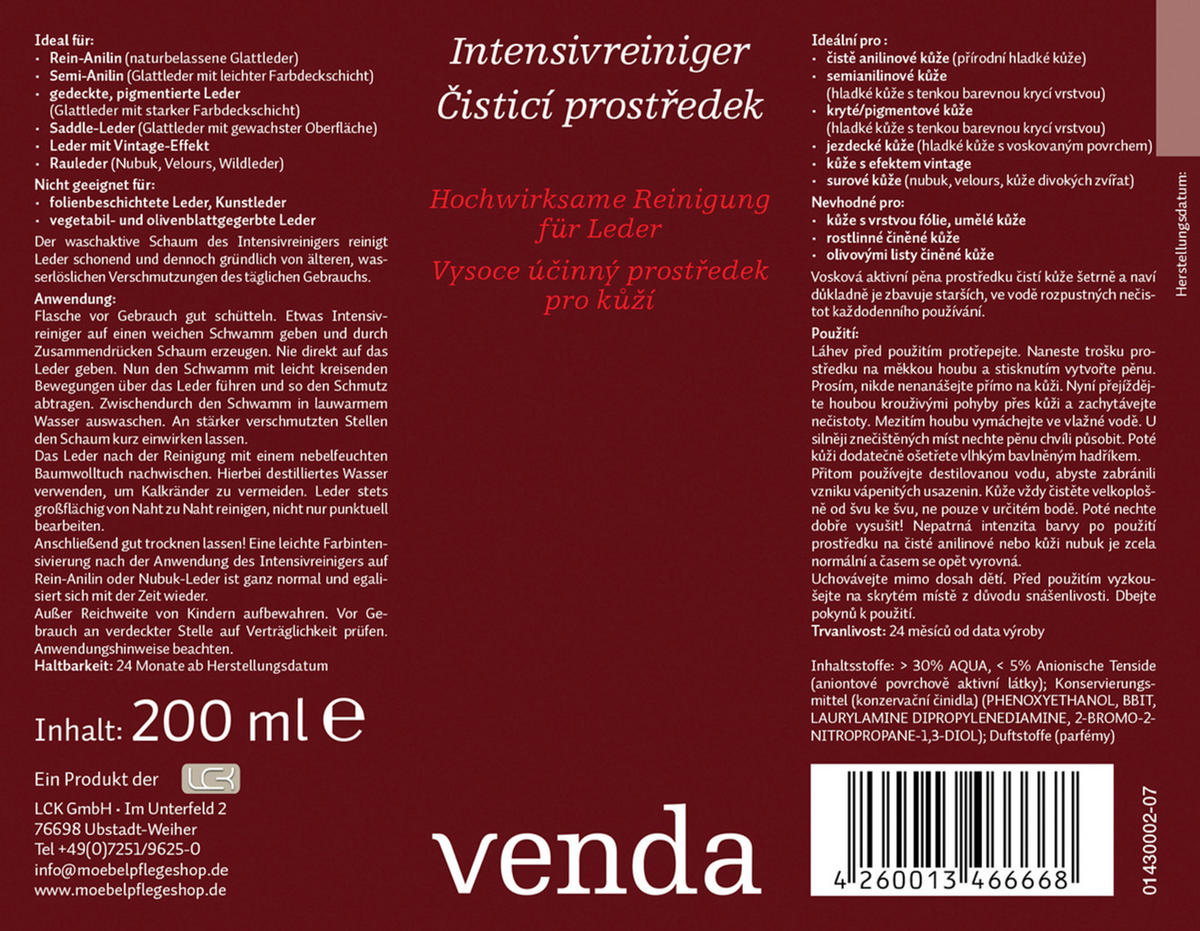 PRÍPRAVOK NA ÚDRŽBU KOŽE - Basics (0,200l) - Venda