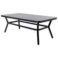 GARTENTISCH 200/100/74 cm Metall, Glas rechteckig  - Schwarz/Grau, KONVENTIONELL, Glas/Metall (200/100/74cm) - Gardenson