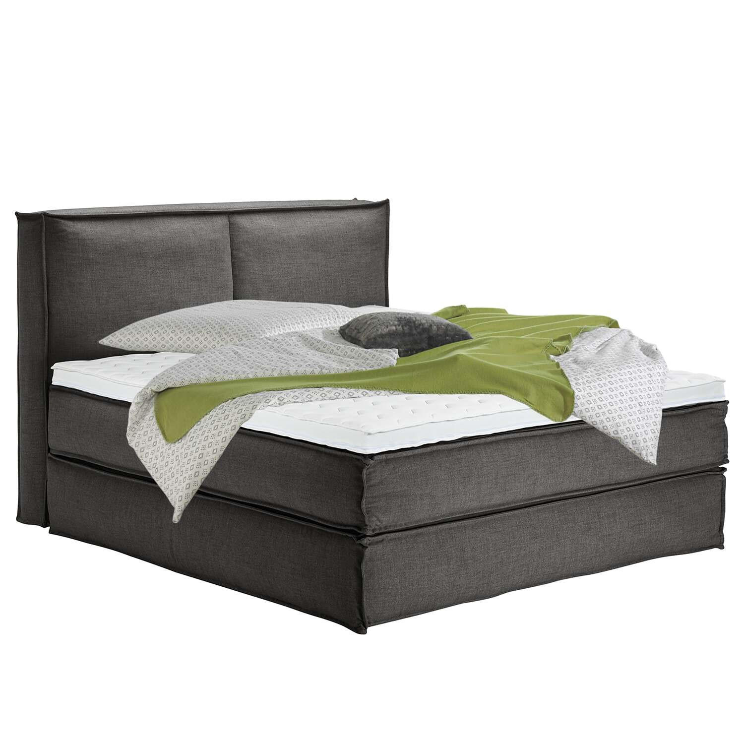BOXSPRINGBETT 200/200 cm  in Anthrazit  - Anthrazit/Schwarz, Design, Textil (200/200cm) - home24
