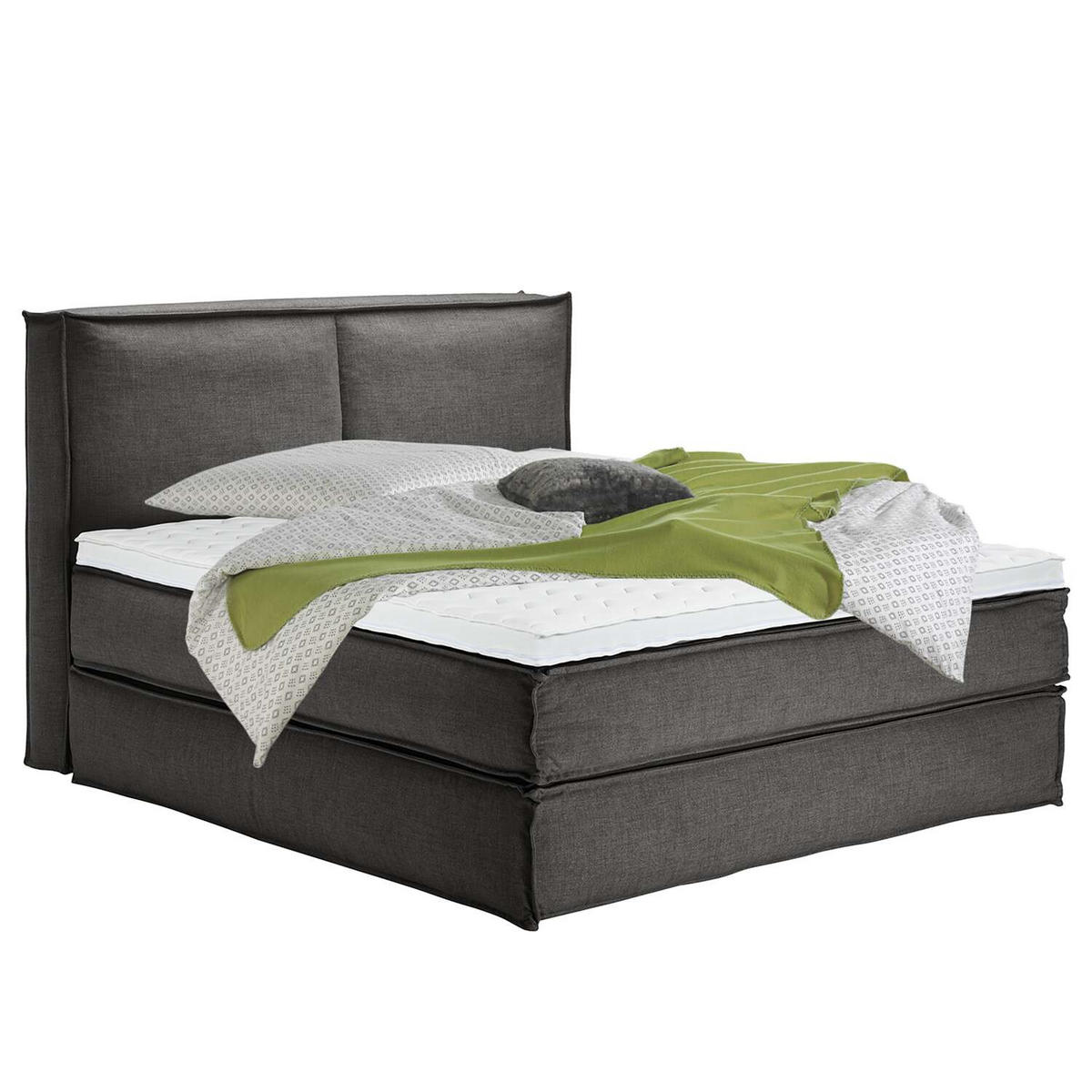 BOXSPRINGBETT 200/200 cm  in Anthrazit  - Anthrazit/Schwarz, Design, Textil (200/200cm) - home24