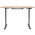 SCHREIBTISCH 160/80/76-128 cm  in Eichefarben  - Eichefarben/Schwarz, KONVENTIONELL, Holz/Metall (160/80/76-128cm) - Linea Natura