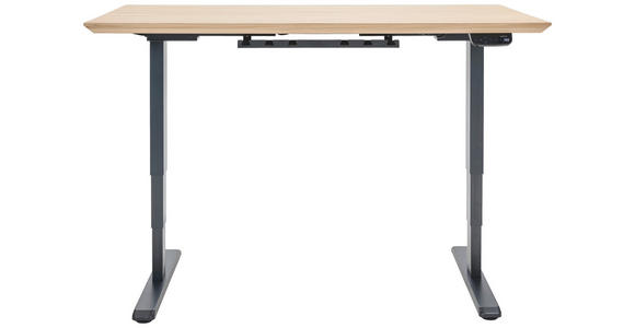 SCHREIBTISCH 160/80/76-128 cm  in Eichefarben  - Eichefarben/Schwarz, KONVENTIONELL, Holz/Metall (160/80/76-128cm) - Linea Natura