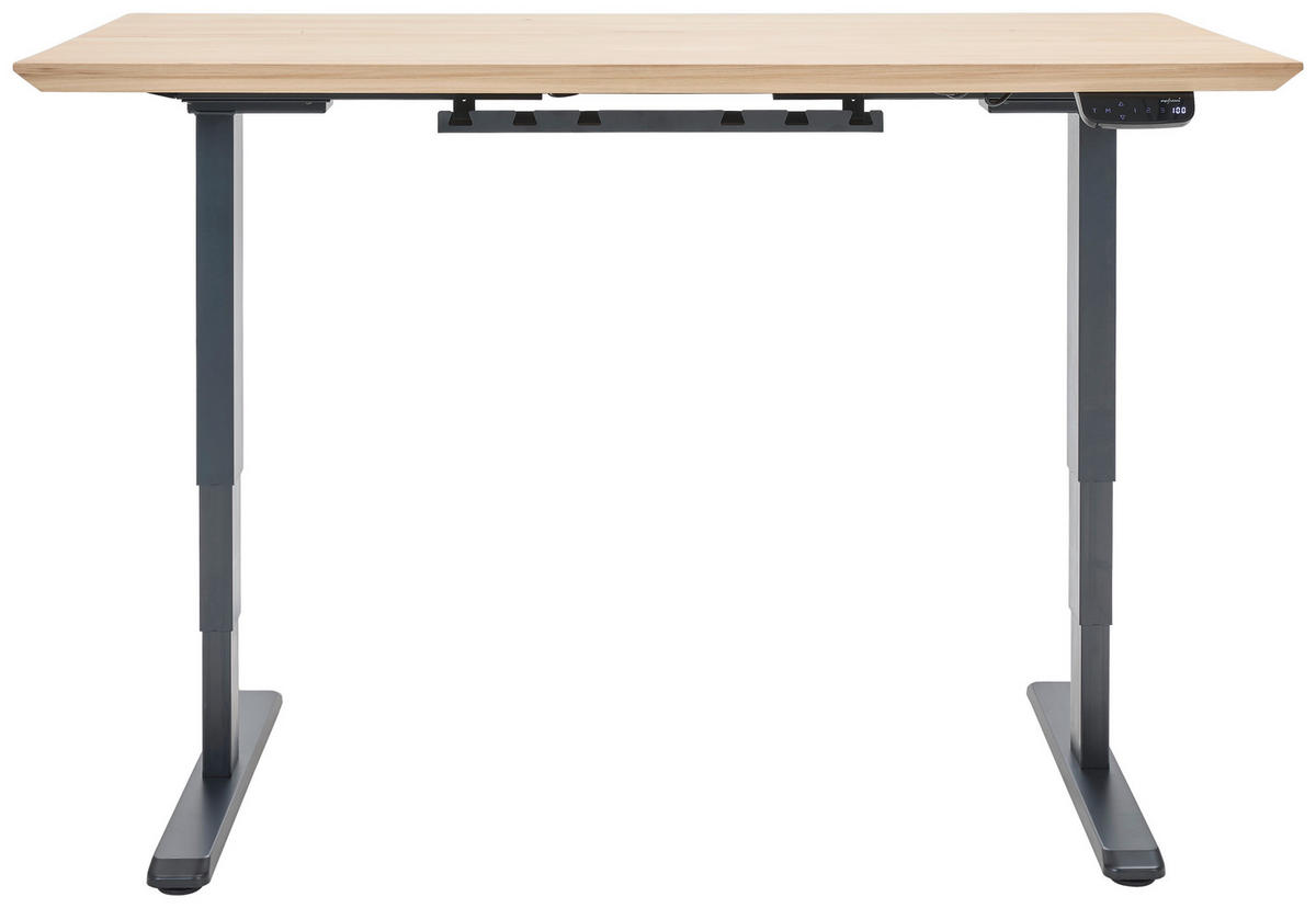 SCHREIBTISCH 160/80/76-128 cm  in Eichefarben  - Eichefarben/Schwarz, KONVENTIONELL, Holz/Metall (160/80/76-128cm) - Linea Natura