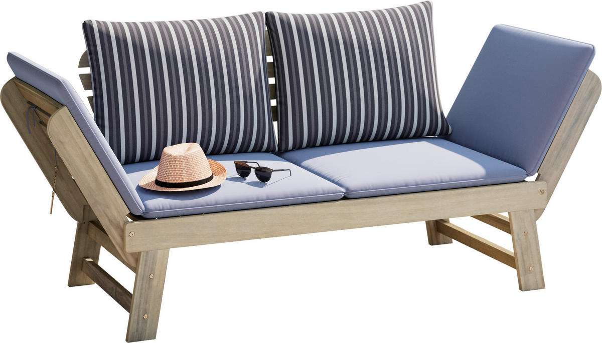 GARTENBANK 190/76/67 cm  in Grau, Multicolor, Akaziefarben  - Multicolor/Akaziefarben, Natur, Holz/Textil (190/76/67cm) - Ambia Garden