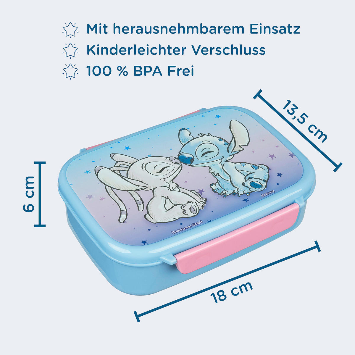 KINDERGESCHIRRSET Stitch 2-teilig  - Blau/Rosa, Basics, Kunststoff (8,0/22,3/19cm) - Disney