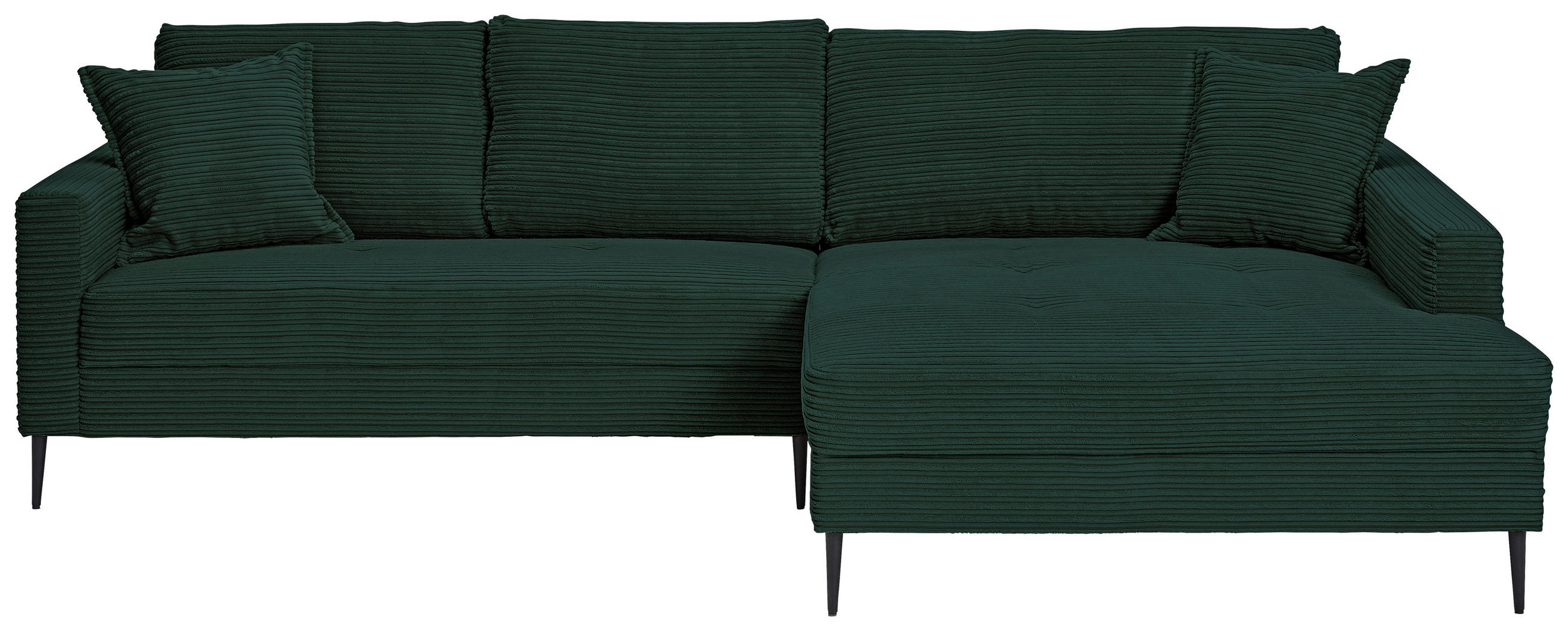 ECKSOFA in Cord Dunkelgrün  276/173 cm  - Dunkelgrün/Schwarz, KONVENTIONELL, Textil/Metall (276/173cm) - Carryhome