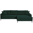 ECKSOFA Dunkelgrün Cord  - Dunkelgrün/Schwarz, KONVENTIONELL, Textil/Metall (276/173cm) - Carryhome