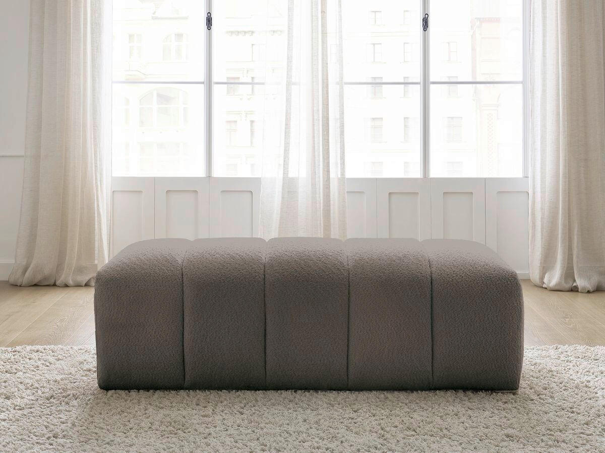 HOCKER ANNECY Bouclé Taupe  - Taupe/Schwarz, MODERN, Kunststoff/Textil (140/45/70cm)