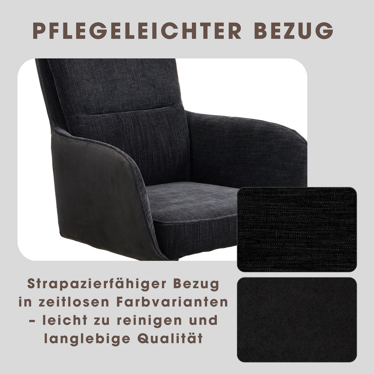 STUHL-SET - Schwarz, MODERN, Textil/Metall (62/94/70cm) - MID.YOU
